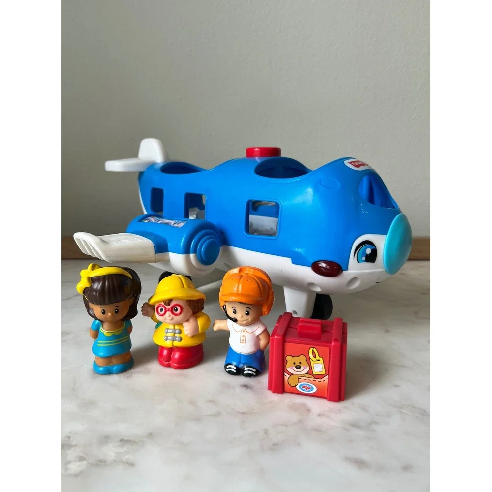 Fisher-Price Little People Travel Together Airplane Musical Toy Blue Jet Works